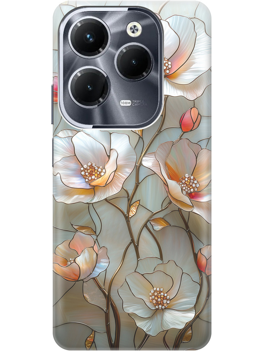 

Силиконовый чехол на Infinix Hot 40/Hot 40 Pro с принтом "Фарфоровые цветы", Прозрачный;белый;черный, 778679223