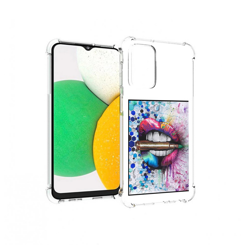

Чехол MyPads Tocco для Samsung Galaxy A23 разноцветные губы с пулей, Прозрачный, Tocco