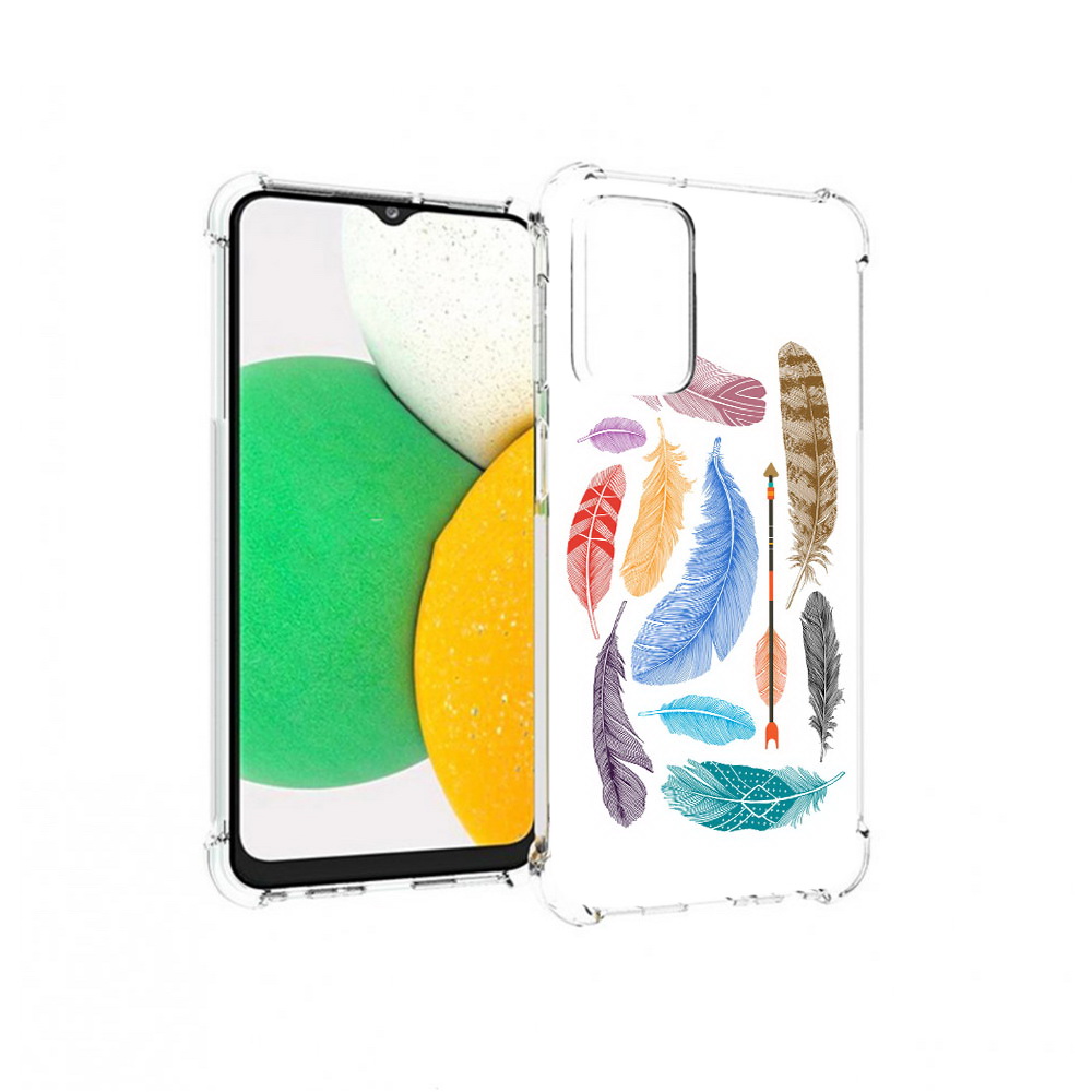 

Чехол MyPads Tocco для Samsung Galaxy A23 разноцветные перья, Прозрачный, Tocco