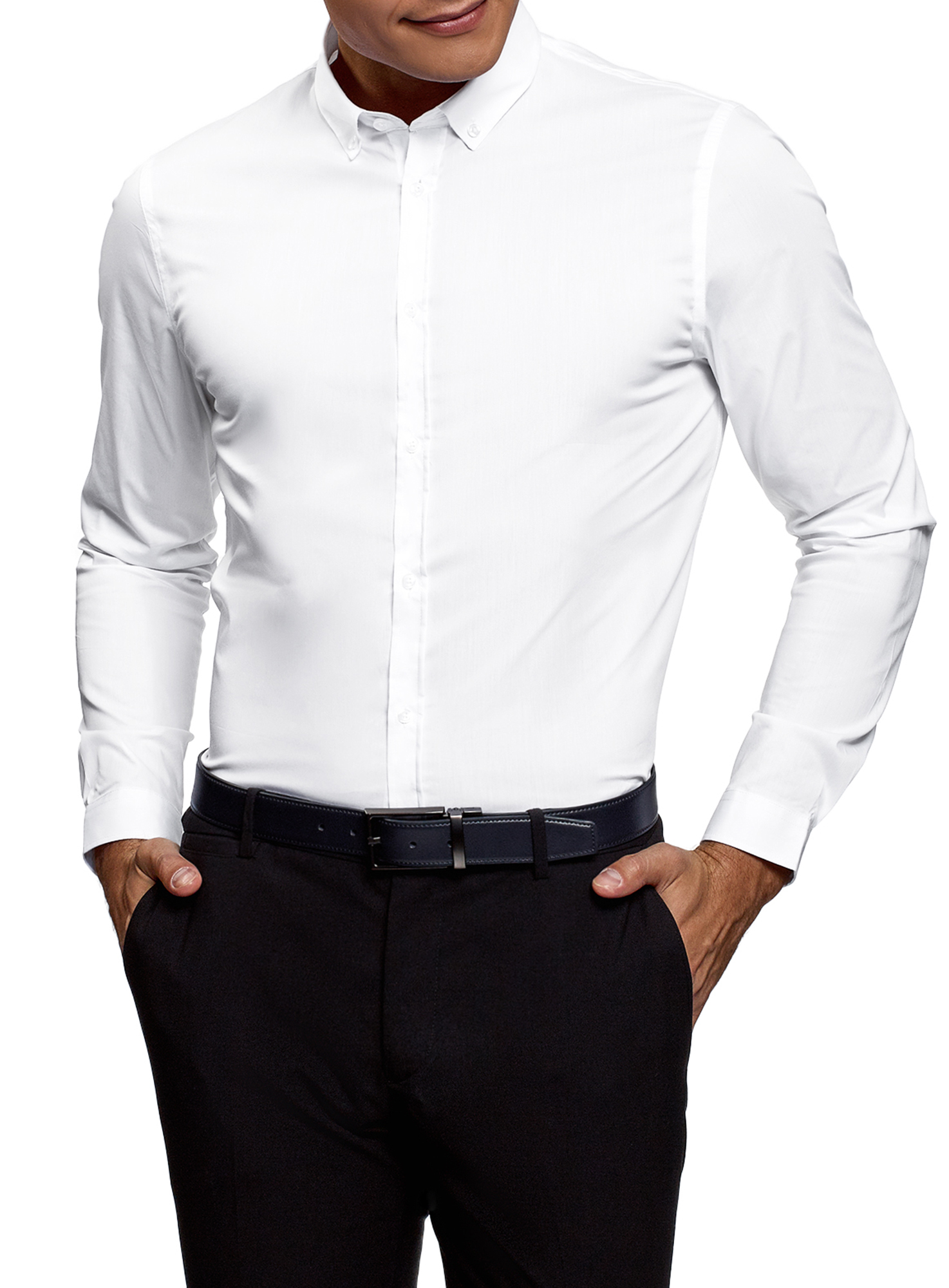 

Рубашка мужская oodji 3B140002M белая S, 3B140002M