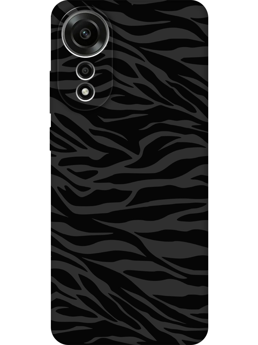 

Силиконовый чехол на Oppo A78 4G с принтом "Зебра" матовый черный, 782629412