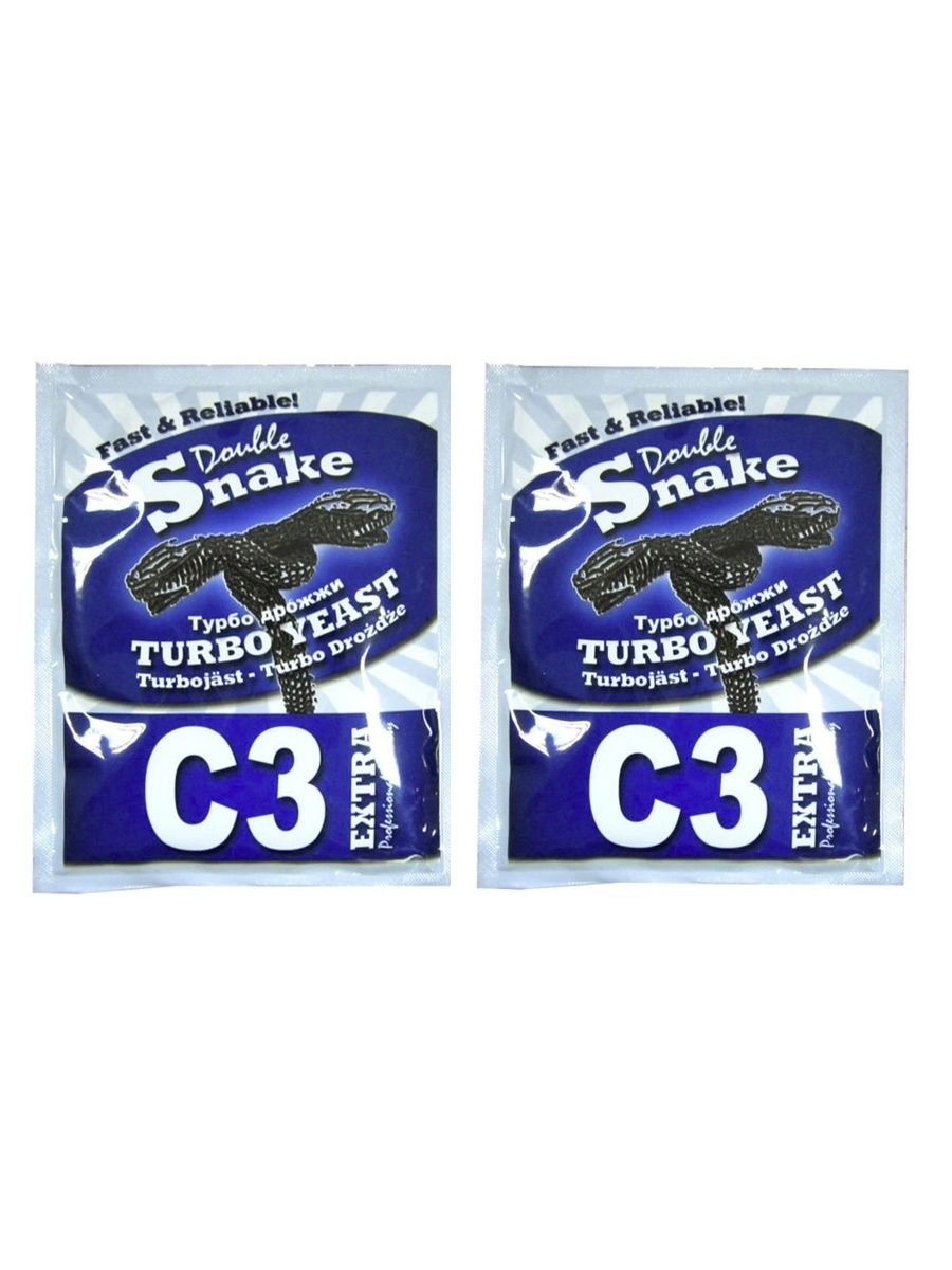 

Турбо дрожжи Double Snake C3, 2х90 гр (Дабл Снейк С3 спиртовые, 2 штуки в комплекте), 258912111