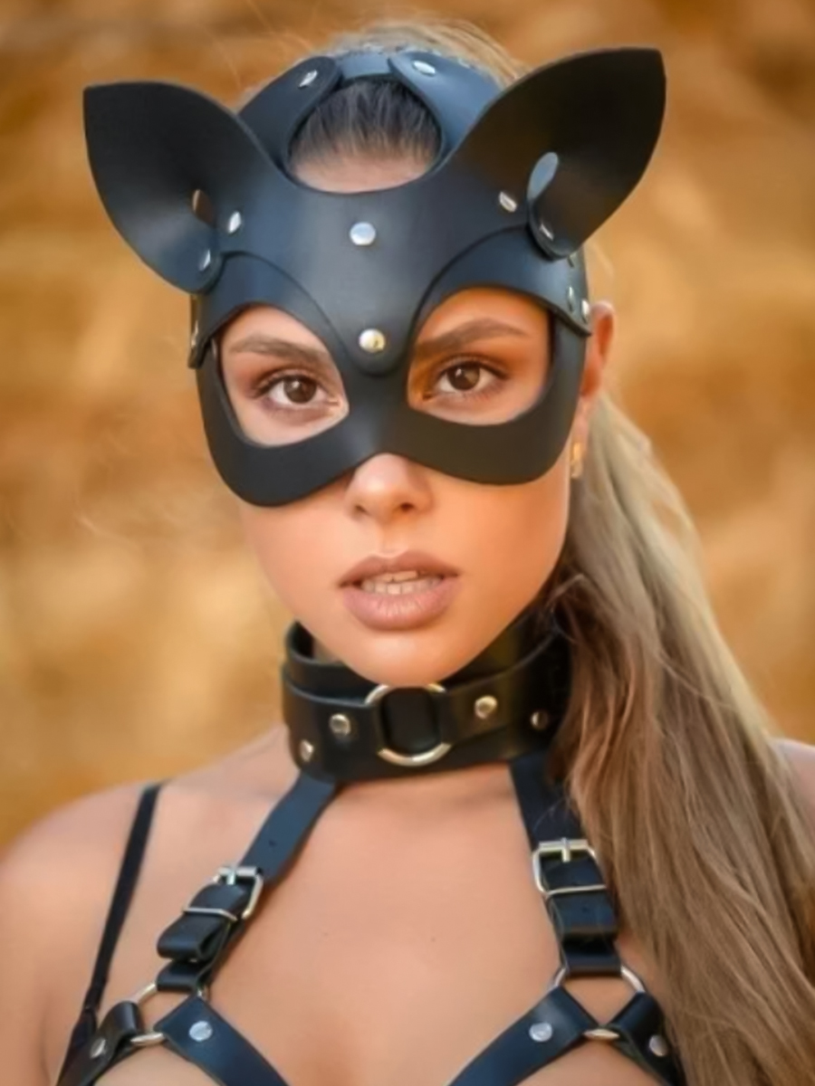 Эротическая кожаная маска 1st Orgasm Зайка для ролевых игр, игрушки для взрослых, черный