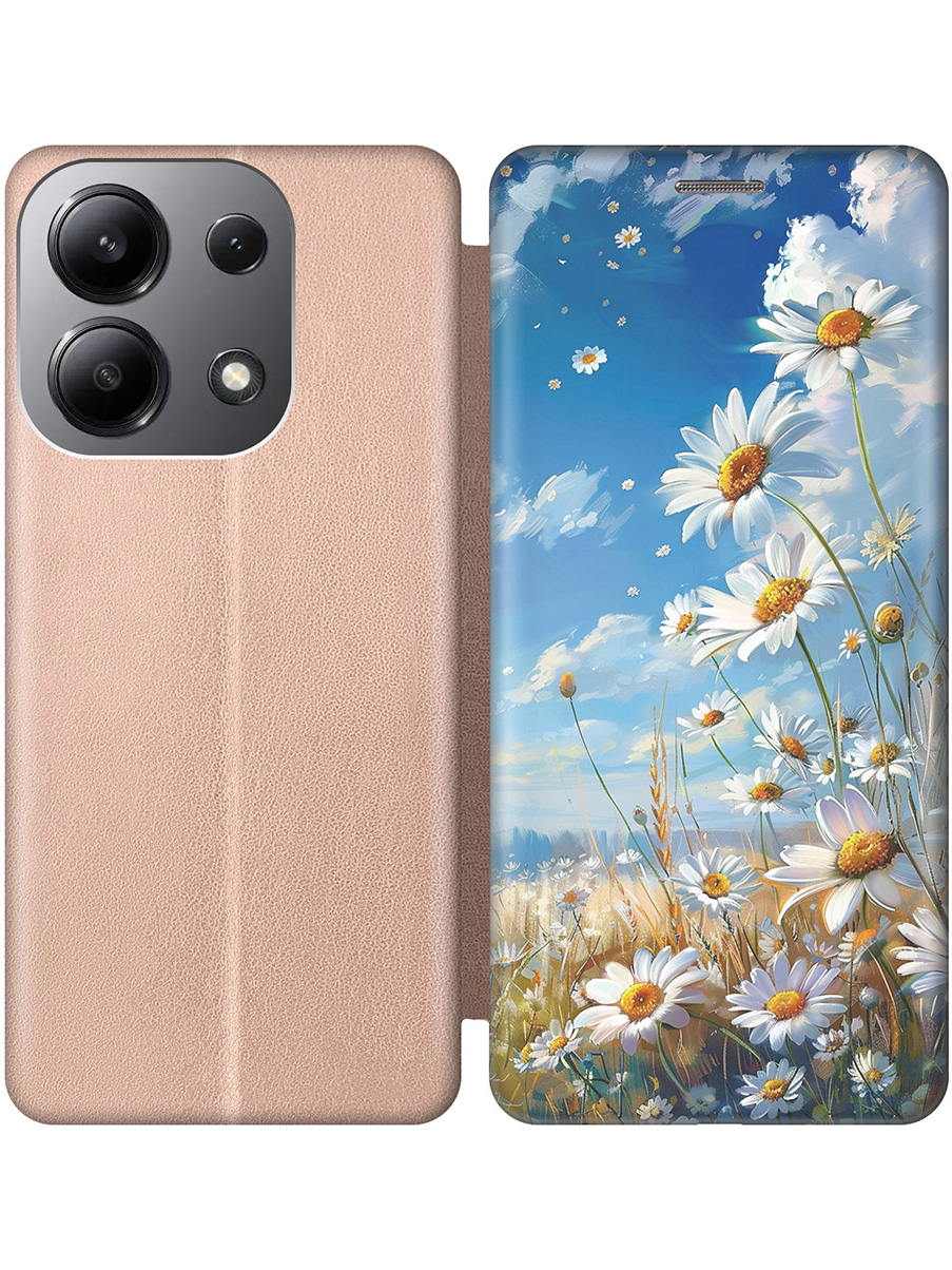 

Чехол-книжка на Xiaomi Redmi Note 13 4G с принтом "Ромашки на поле" золотой, Золотистый;белый;синий, 782622822