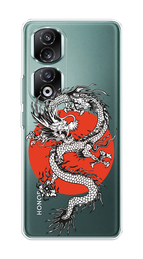 

Чехол на Honor 90 Pro "Восходящий дракон", Белый;черный;красный, 6121550-1
