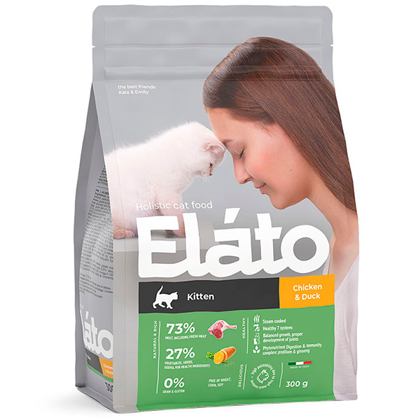 Сухой корм для котят Elato Holistic с курицей и уткой, 300 г