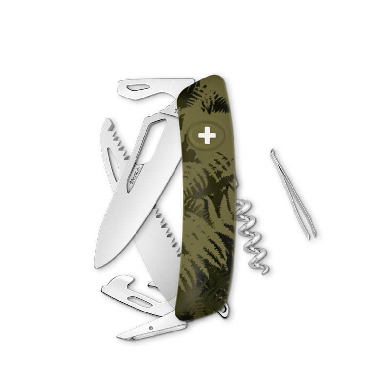фото Швейцарский нож swiza sh05 r camouflage, 95 мм, 13 функций, камо зеленый (ksh.0050.2050)