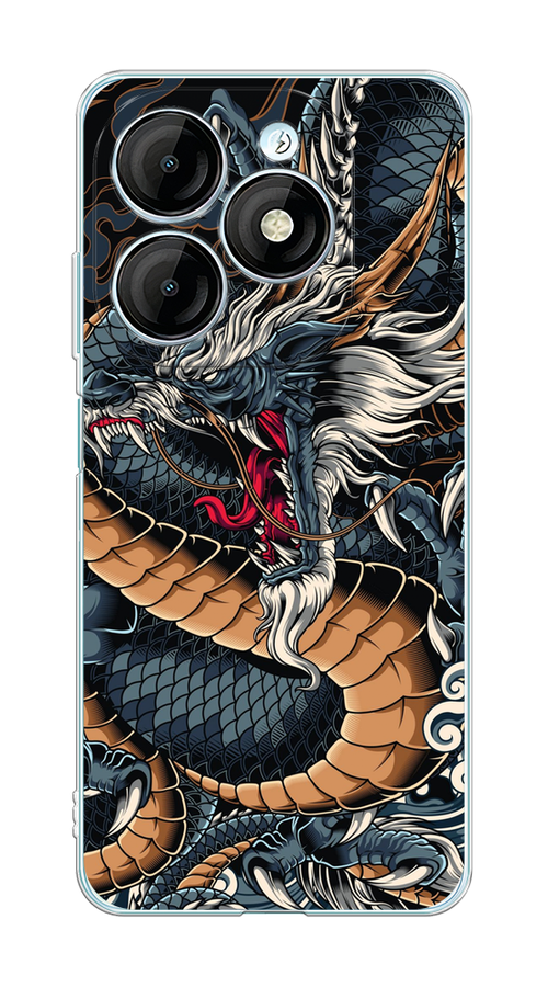 

Чехол на Itel P55 "Japanese Dragon", Коричневый;черный;синий, 3201850-1