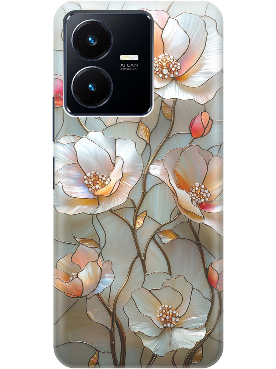 

Силиконовый чехол на Vivo Y22 с принтом "Фарфоровые цветы", Прозрачный;белый;черный, 766400623