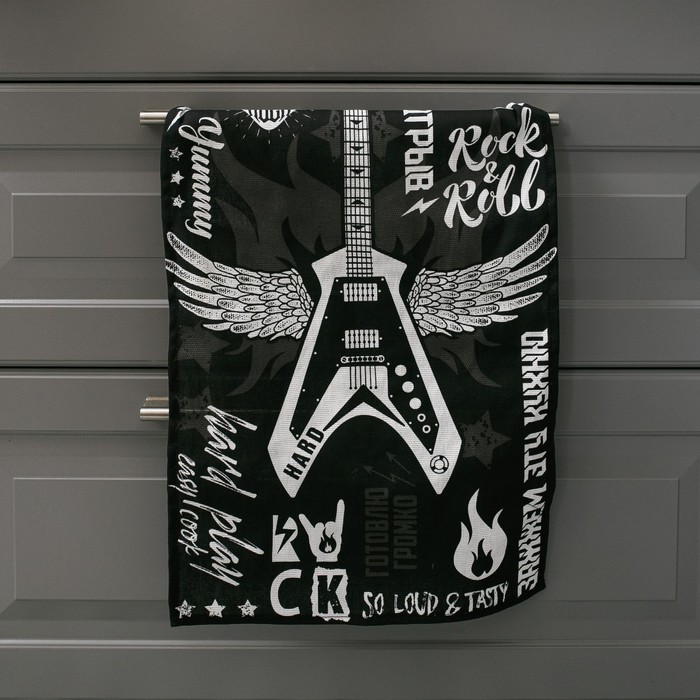 

Полотенце кухонное «Let's rock» 35х60 см, Черный, Rock & Roll