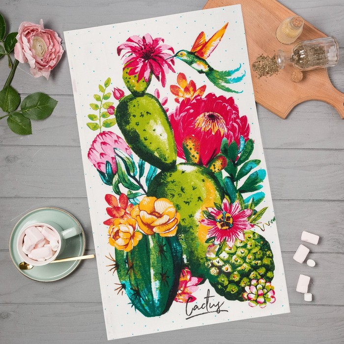 

Полотенце кухонное «Кактусы» 35х60 см, Зеленый, Доляна: Cactus