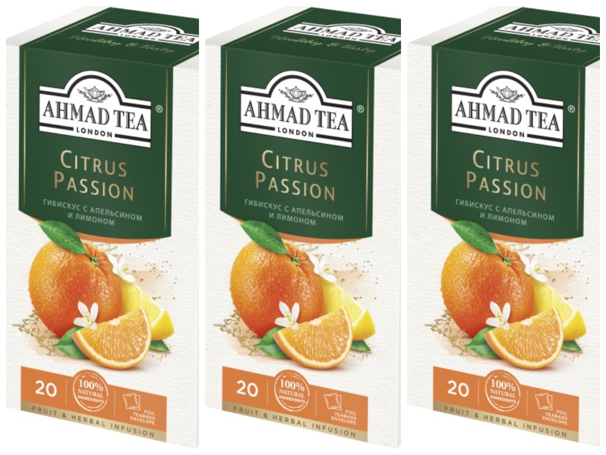 Чай травяной Ahmad Tea Citrus Passion Гибискус с апельсином и лимоном, 20 пакетиков х 3 шт