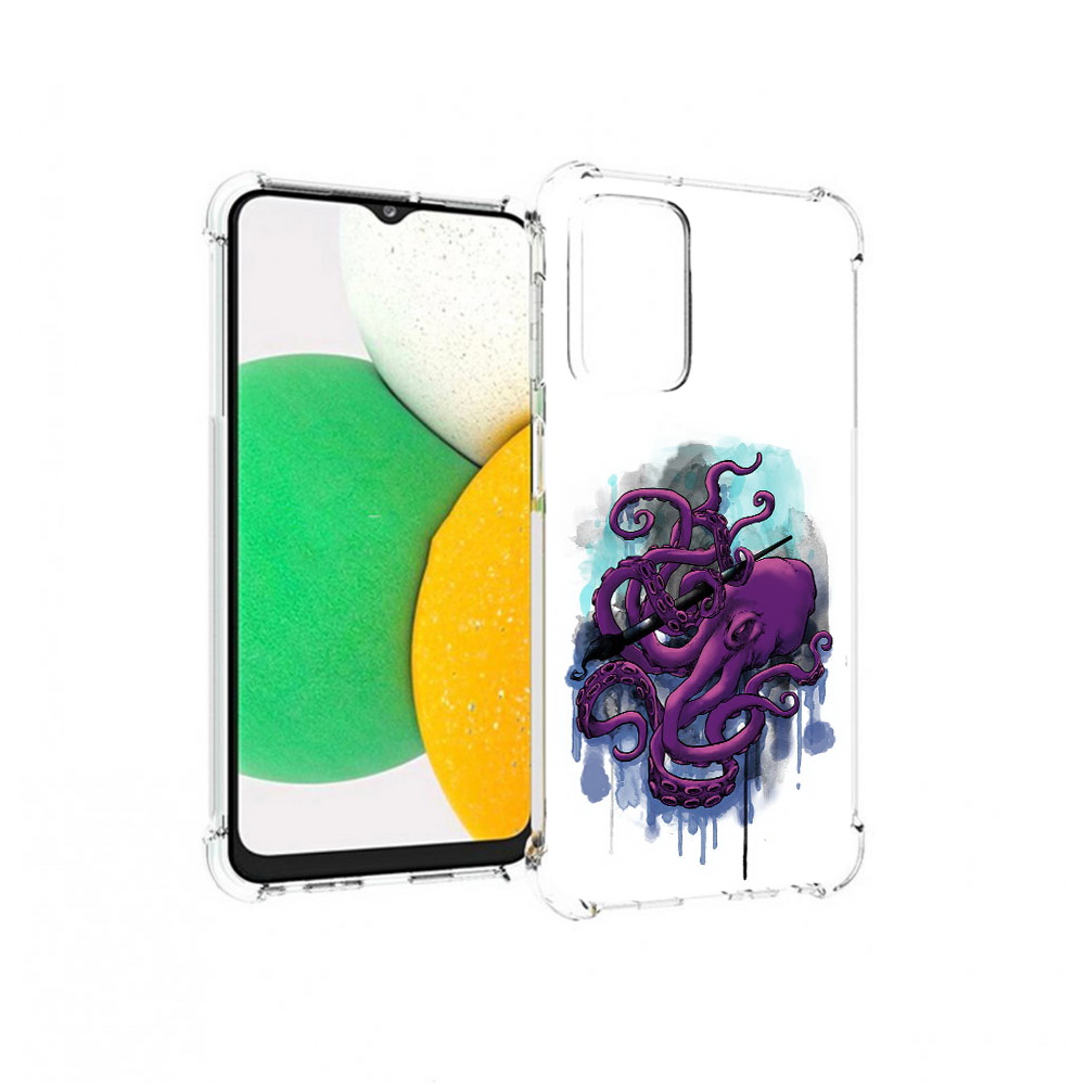 

Чехол MyPads Tocco для Samsung Galaxy A23 фиолетовый осьминог, Прозрачный, Tocco