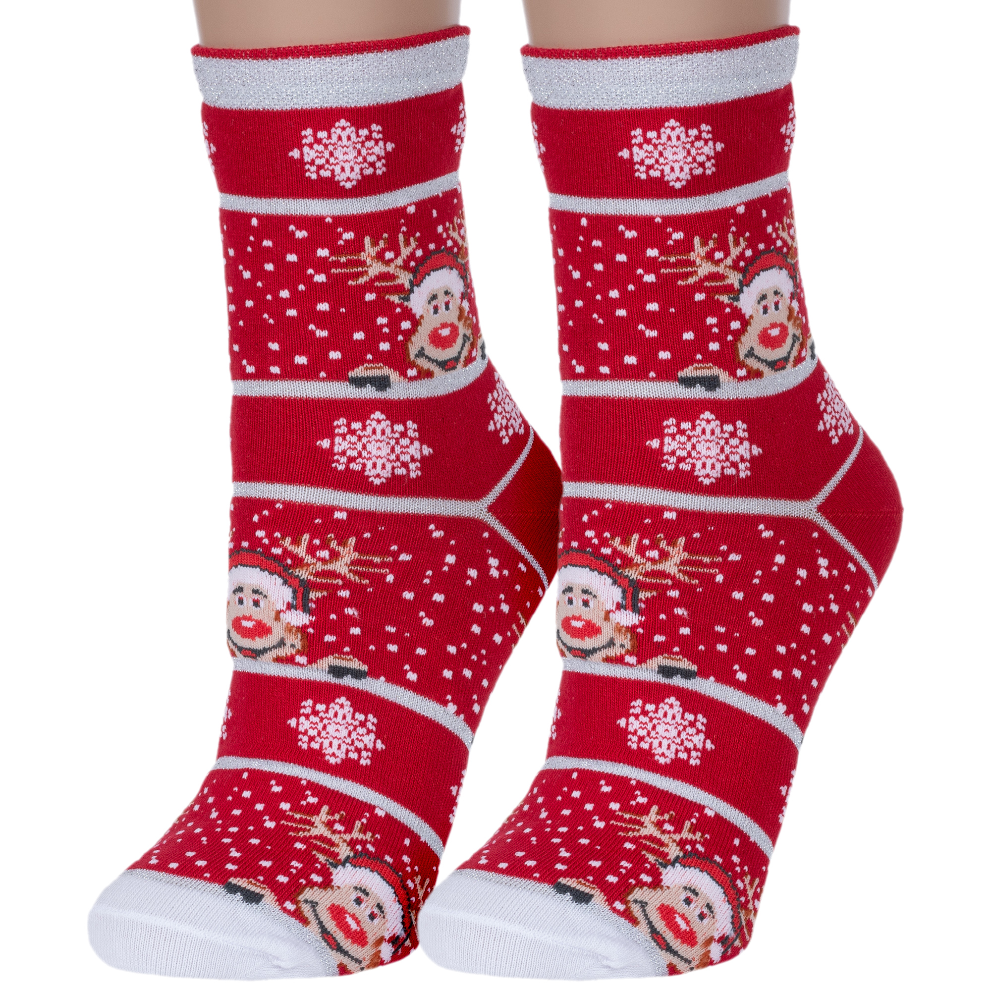 Комплект носков женских Красная Ветка 2-С-12НГЖ красных; белых; серебристых 23-25