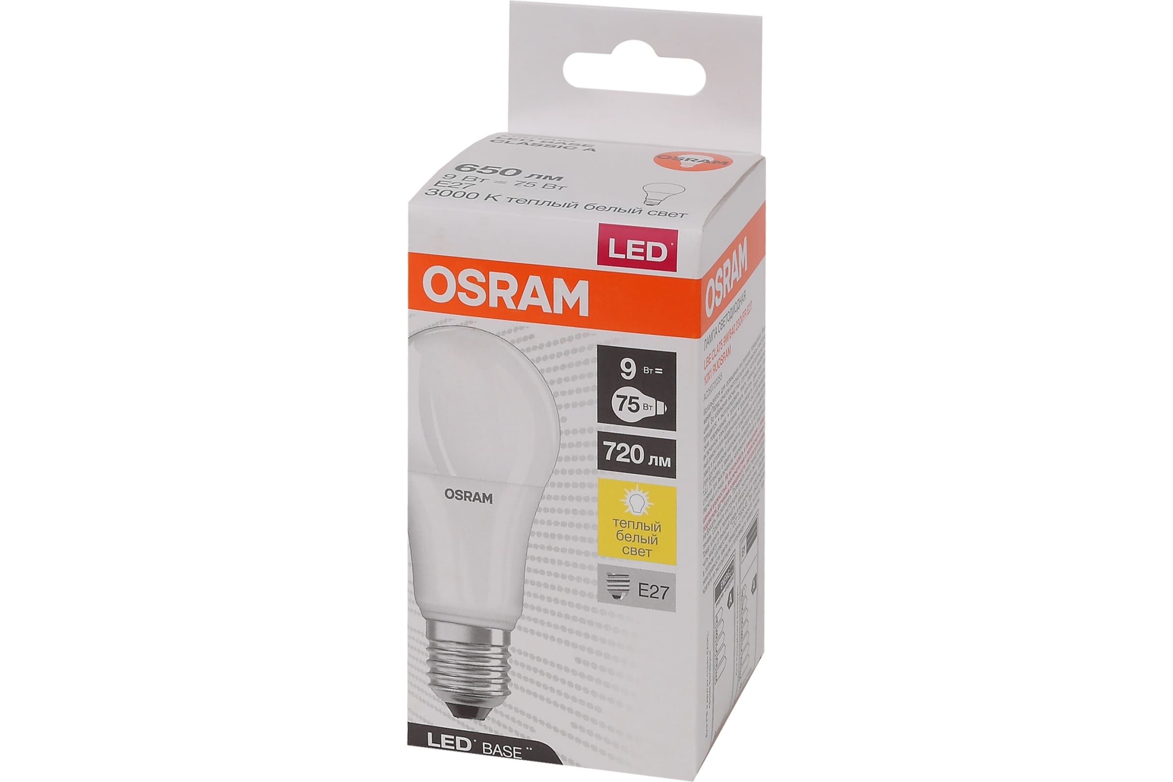 фото Osram лампа светодиодная led base classic a75 9w/830 220-240v e27 4058075527621