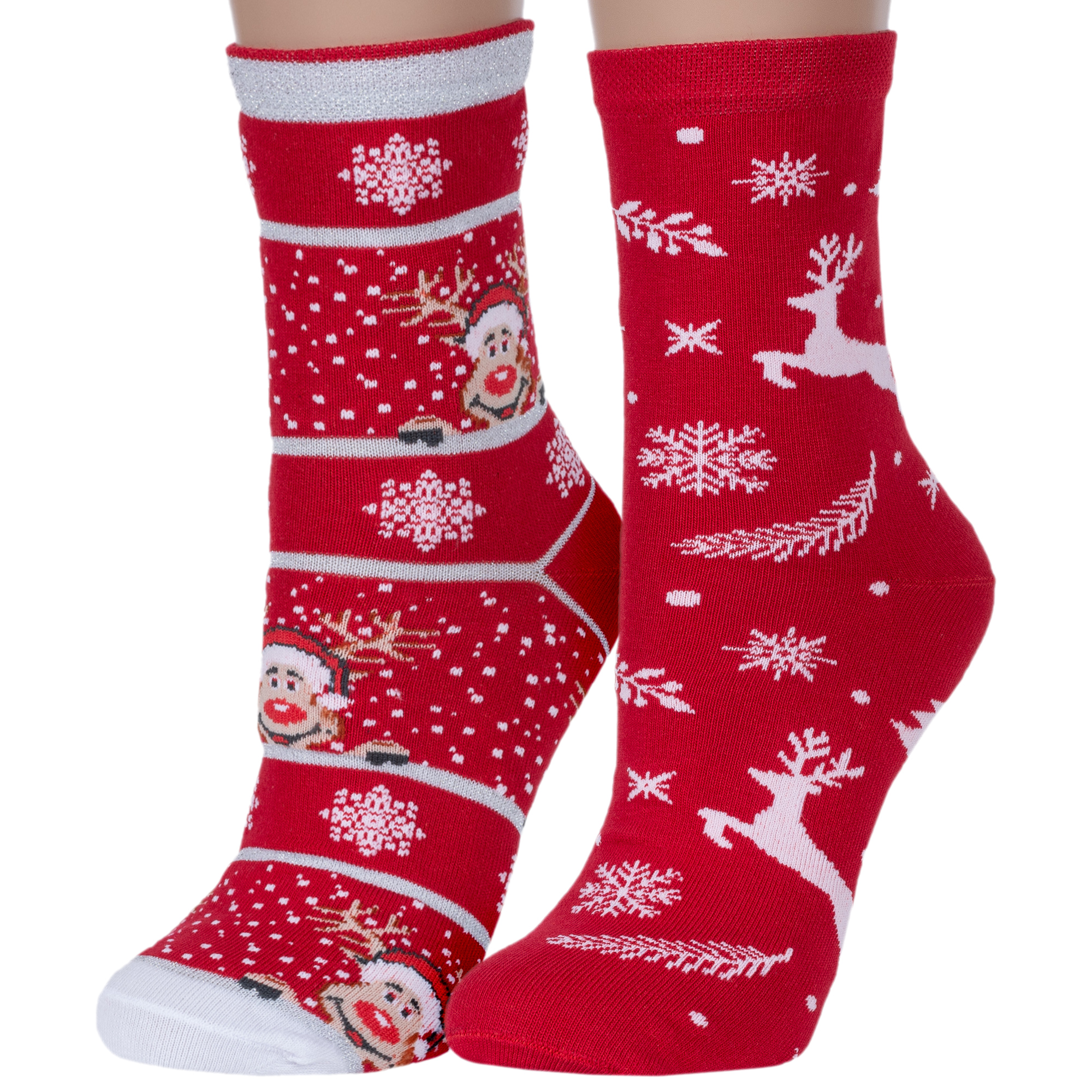 Комплект носков женских Красная Ветка 2-С-12НГЖ белых; красных; серебристых 23-25