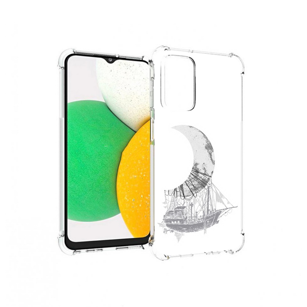 

Чехол MyPads Tocco для Samsung Galaxy A23 черно белый корабль полумесяц, Прозрачный, Tocco