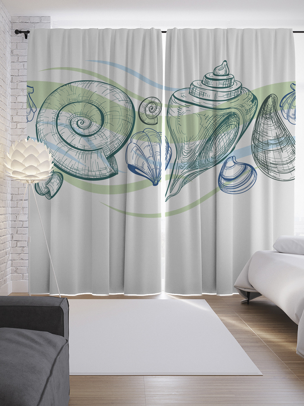 

Шторы JoyArty с фотопечатью "Выставка ракушек" из сатена, 290х265 см, Выставка ракушек