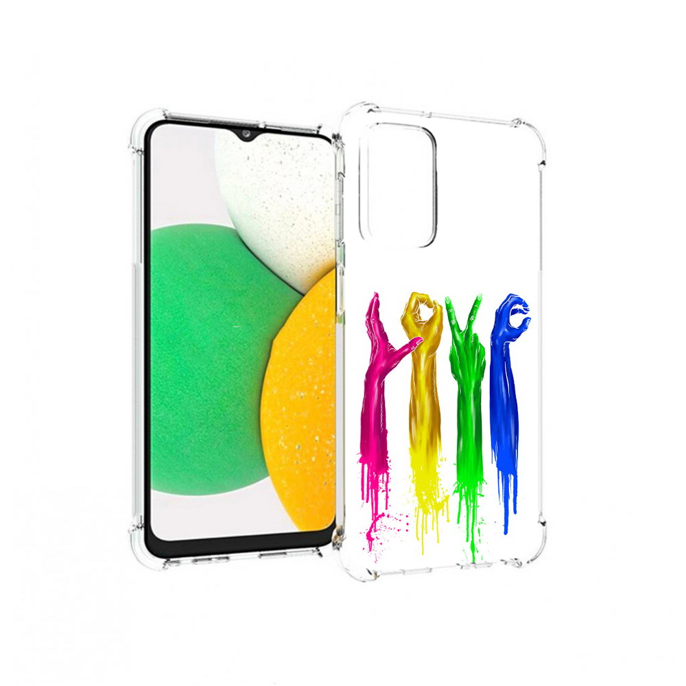 

Чехол MyPads Tocco для Samsung Galaxy A23 яркие руки love, Прозрачный, Tocco