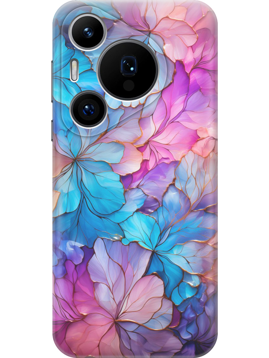 

Силиконовый чехол на Huawei Pura 70 Pro / 70 Pro+ с принтом "Цветочный витраж", Прозрачный;голубой;розовый, 782625222