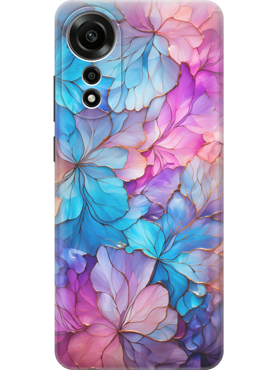 

Силиконовый чехол на Oppo A78 4G с принтом "Цветочный витраж", Прозрачный;голубой;розовый, 782629422
