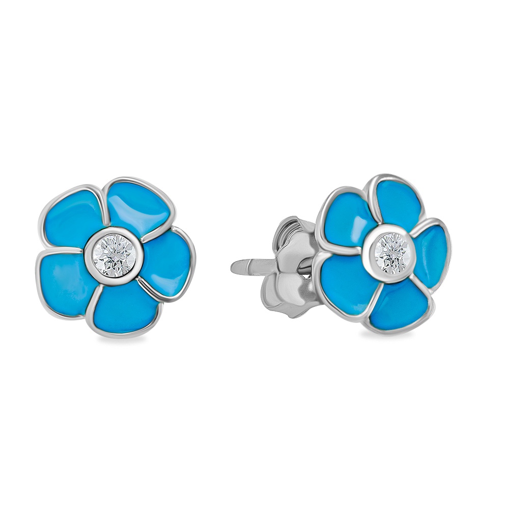 

Серьги пусеты из серебра 585Gold 902000708, фианит/эмаль, 902000708