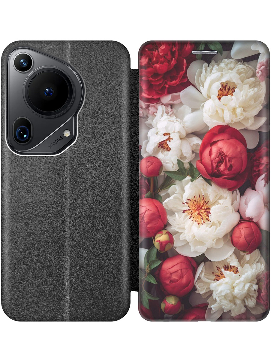 

Чехол-книжка на Huawei Pura 70 Ultra с принтом "Красно-белые пионы" черный, Черный;белый;красный, 782625821