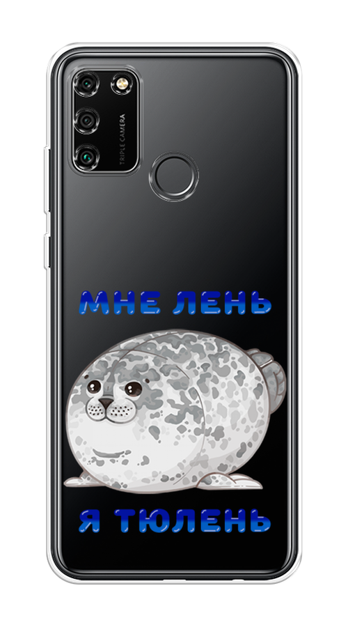 

Чехол на Honor 9A "Лень-тюлень", Серый;синий, 612350-1