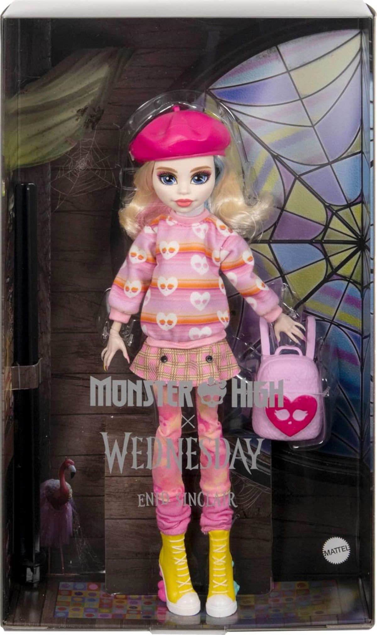 

Кукла Monster High Wednesday Уэнсдэй в розовом берете и рюкзаком