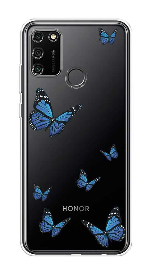 

Чехол на Honor 9A "Blue butterflies", Синий;черный, 612350-1