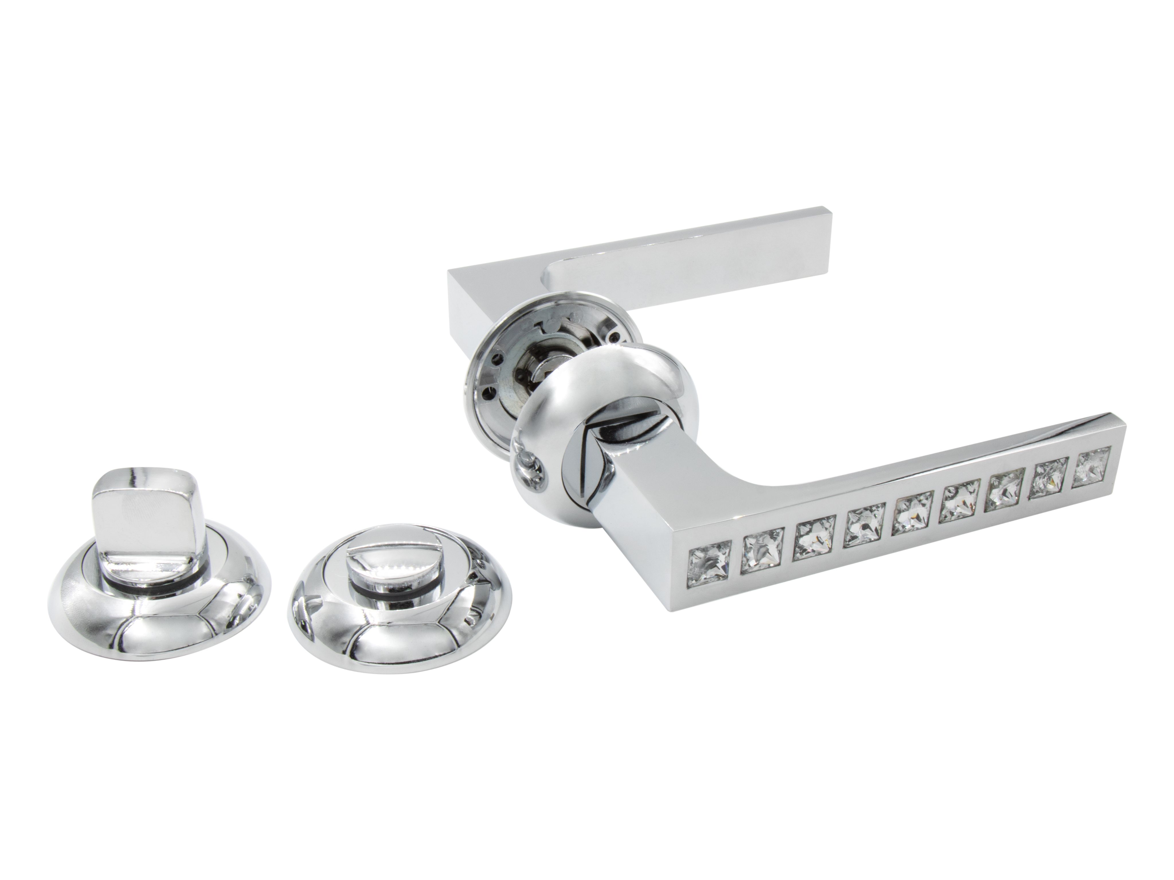 

Ручки (2 шт) дверные межкомнатные Vilardi Виктория CP + завертка дверная круглая, Серебристый, Vilardi Виктория CP + завертка дверная круглая