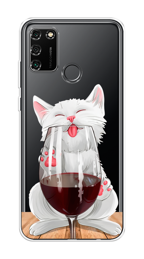 

Чехол на Honor 9A "Кот с бокалом", Прозрачный;белый;красный, 612350-1