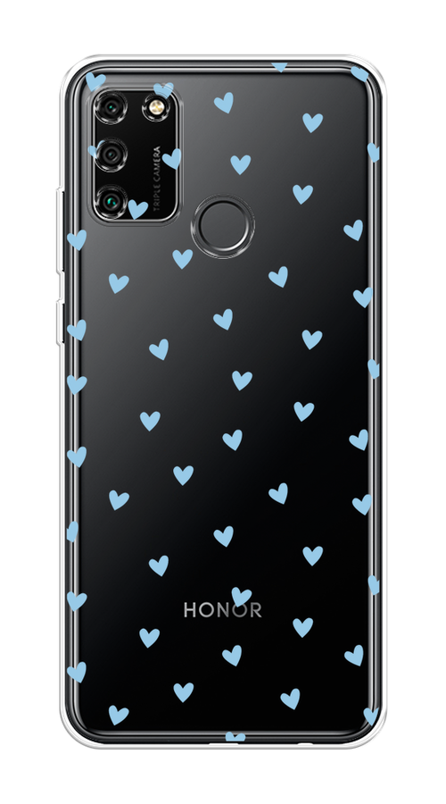 

Чехол на Honor 9A "Голубые сердечки паттерн", Голубой;прозрачный, 612350-1