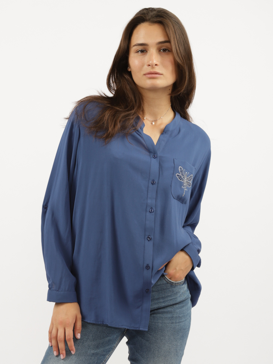 Блуза женская SQ73493 синяя 46 Grandi. Цвет: синий