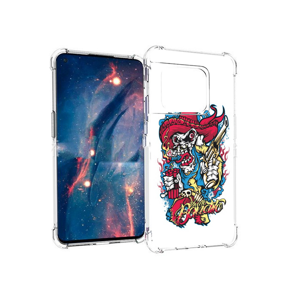 

Чехол MyPads Tocco для OnePlus 10 Pro нарисованный скелет с писталетом (PT224239.133.513), Прозрачный, Tocco