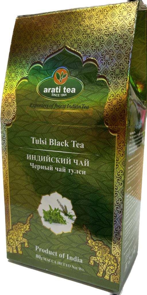 Чай черный Arati tea Tulsi Black Tea Ассам, тулси, 80 г