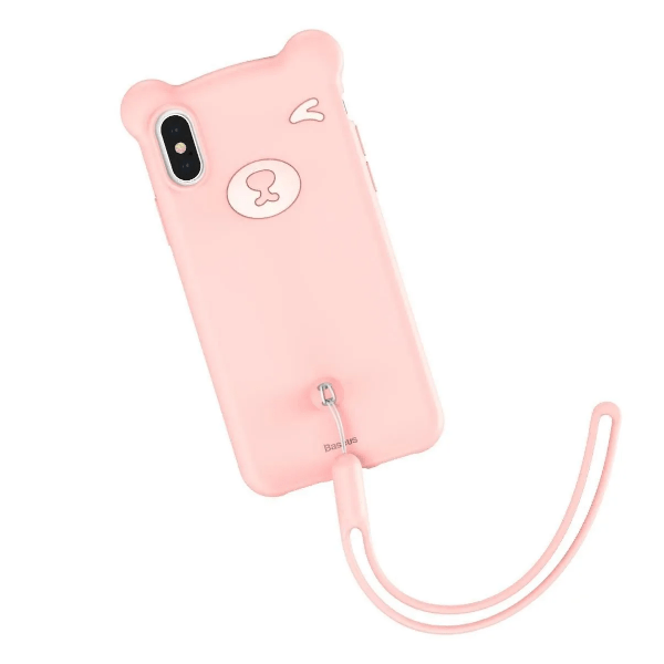 фото Чехол для iphone xs max baseus bear silicone case розовый