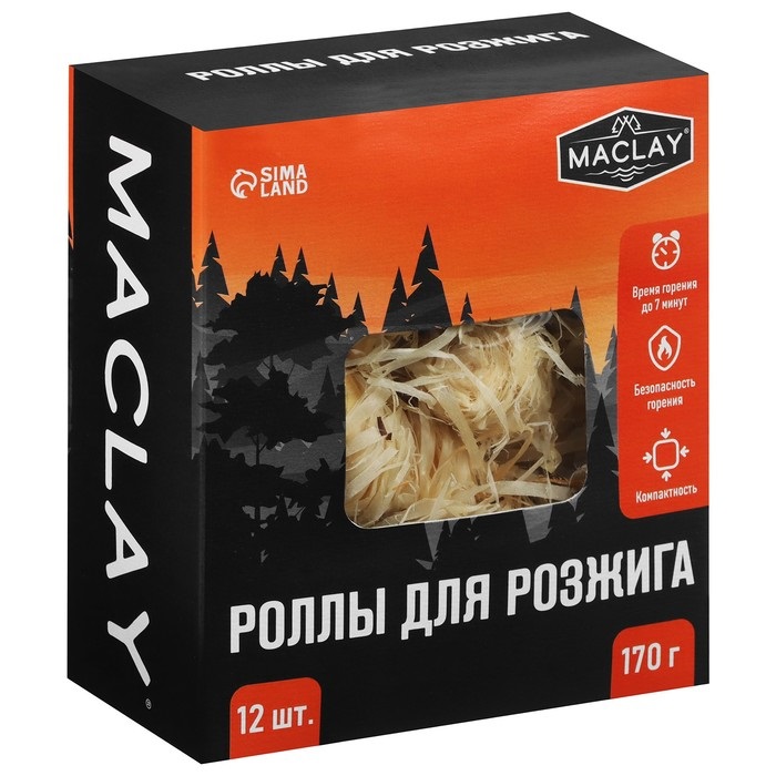 Роллы Maclay древесные 12 шт