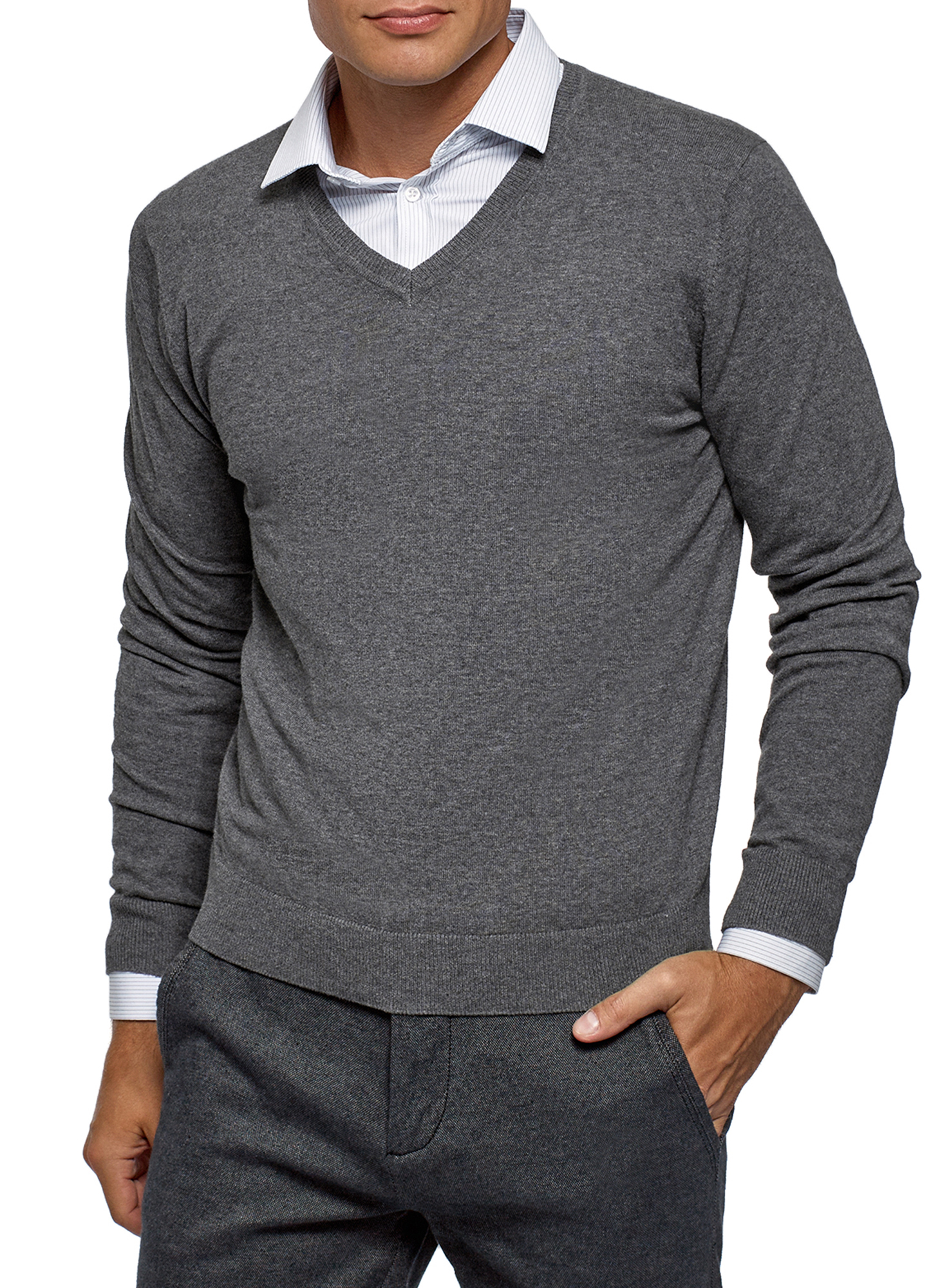 Пуловер мужской oodji 4B212007M-1 серый L