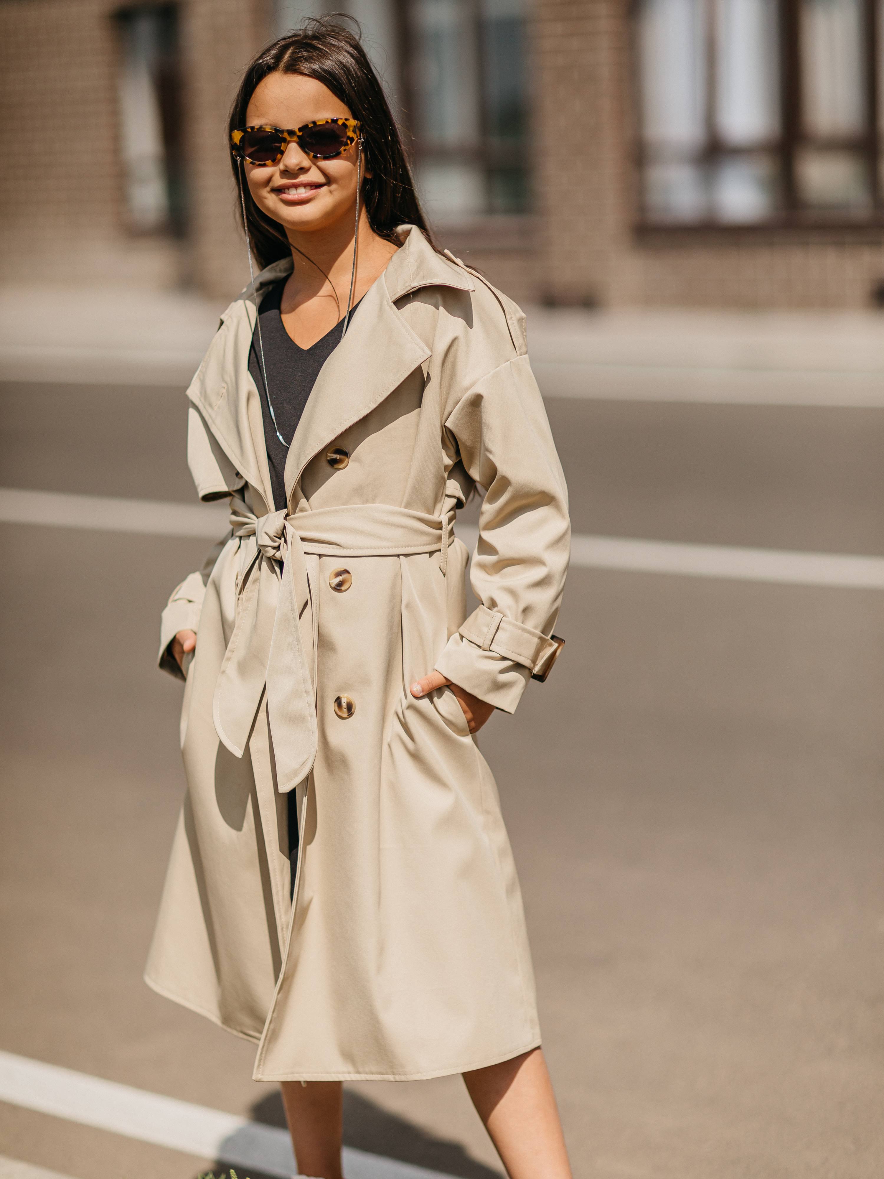 Плащ детский Роскошь с детства Лондон, кэмел, 158