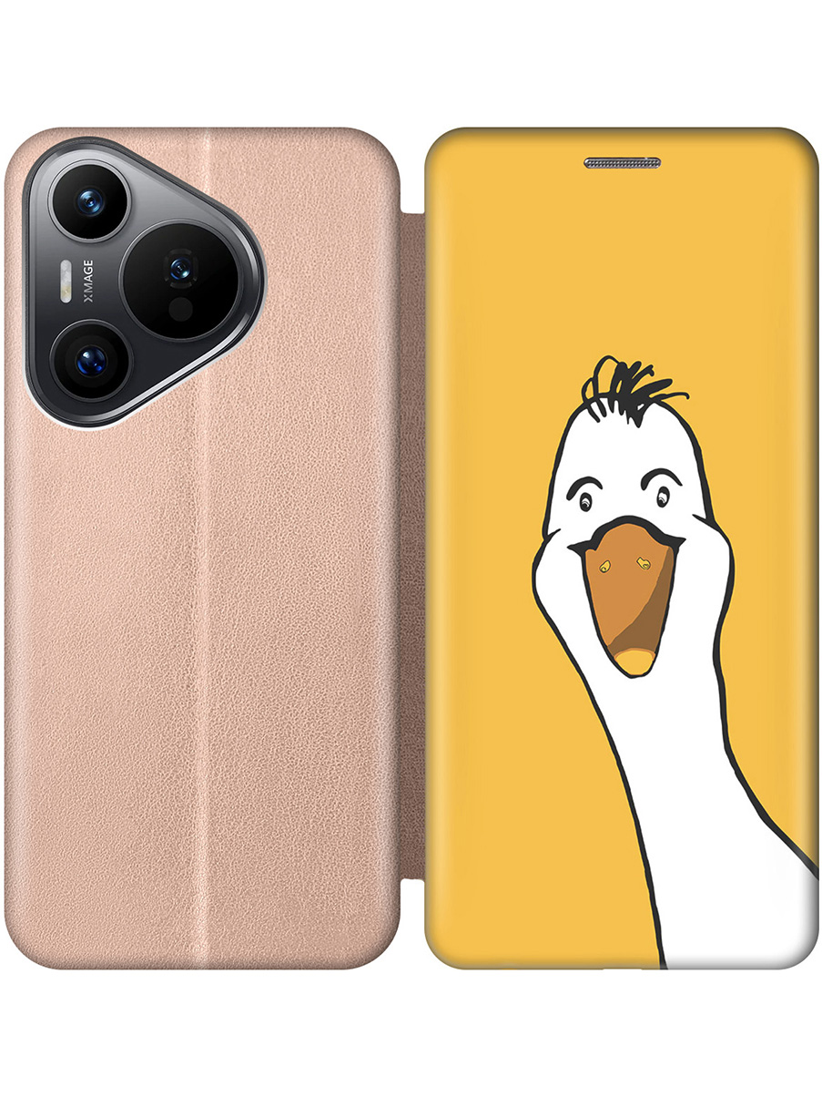 

Чехол-книжка на Huawei Pura 70 с принтом "Забавный гусь" золотой, Золотистый;белый;желтый, 782624671