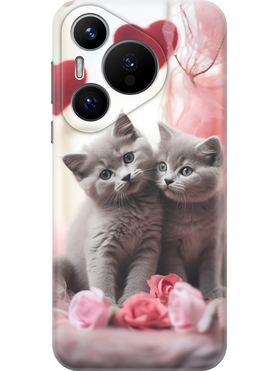 

Силиконовый чехол на Huawei Pura 70 с принтом "Котики и сердечки", Прозрачный;красный;серый, 782624691