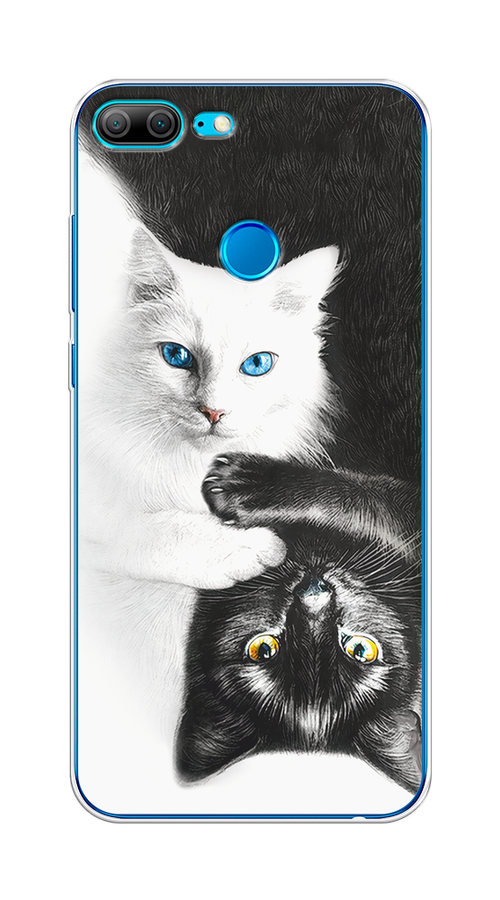 

Чехол на Honor 9 Lite "Коты Инь-Янь", Черный;белый;голубой, 64250-1