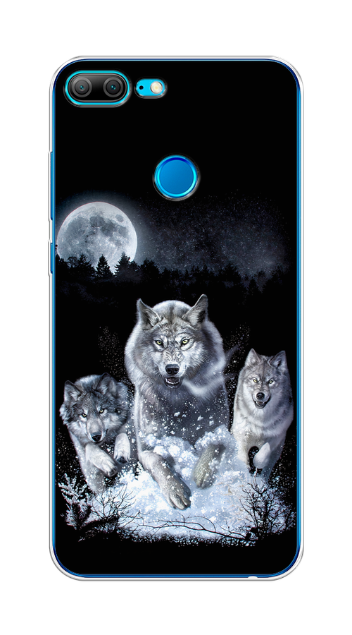 

Чехол на Honor 9 Lite "Стая волков под луной", Черный;белый;серый, 64250-1