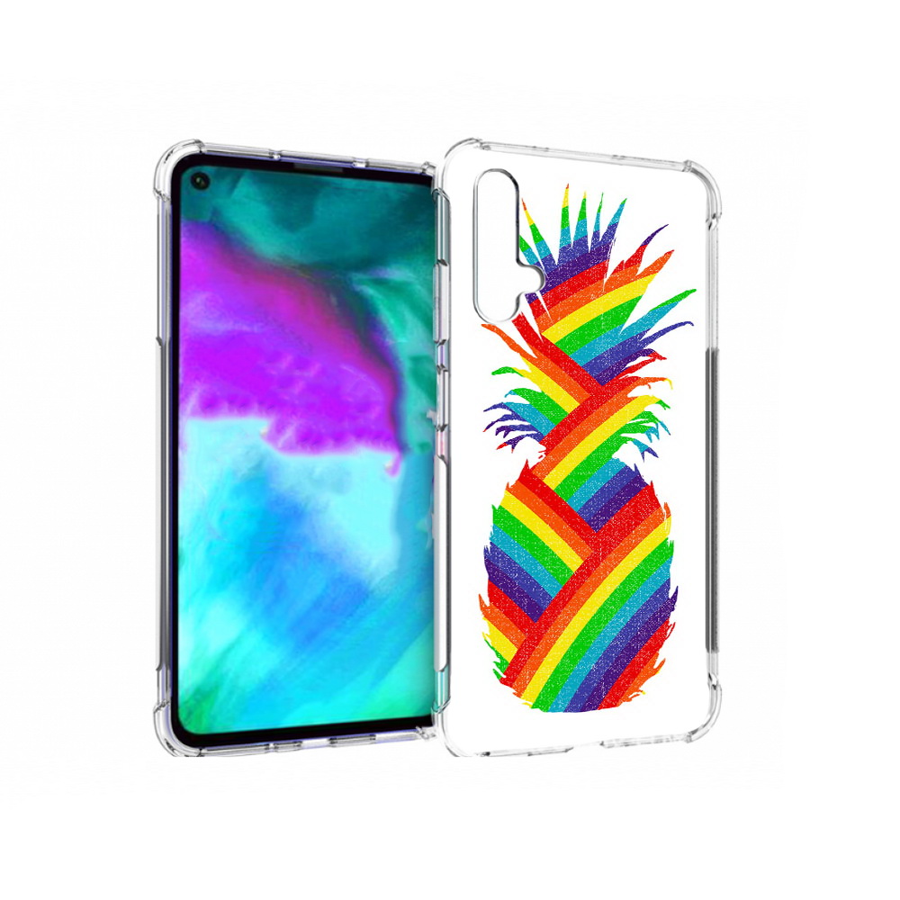 

Чехол бампер MyPads радужный ананас для Huawei nova 5T противоуд, Прозрачный, Tocco
