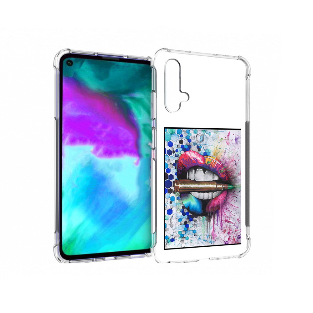 

Чехол бампер MyPads разноцветные губы с пулей для Huawei nova 5T, Прозрачный, Tocco