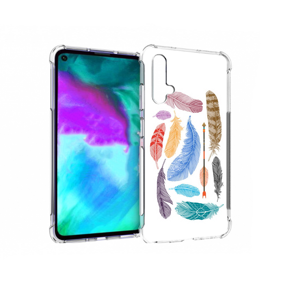 

Чехол бампер MyPads разноцветные перья для Huawei nova 5T против, Прозрачный, Tocco