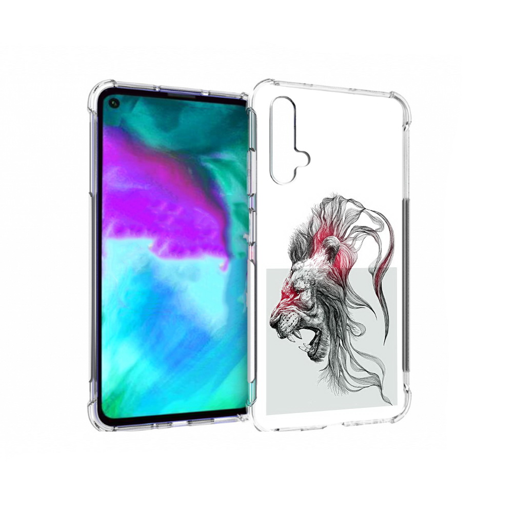 Чехол бампер MyPads разъяренный лев для Huawei nova 5T противоуд