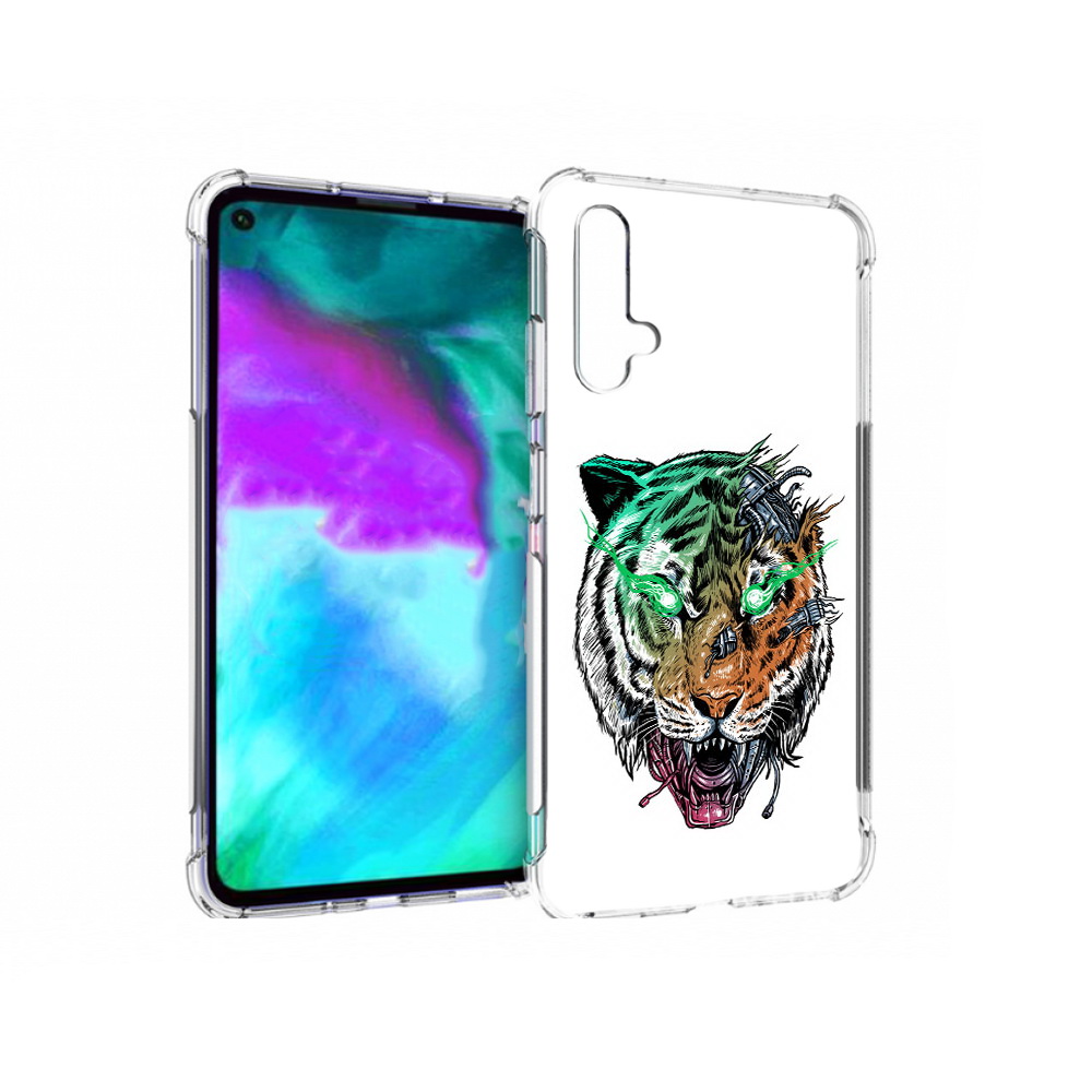 

Чехол бампер MyPads робо-тигр для Huawei nova 5T противоударный, Прозрачный, Tocco