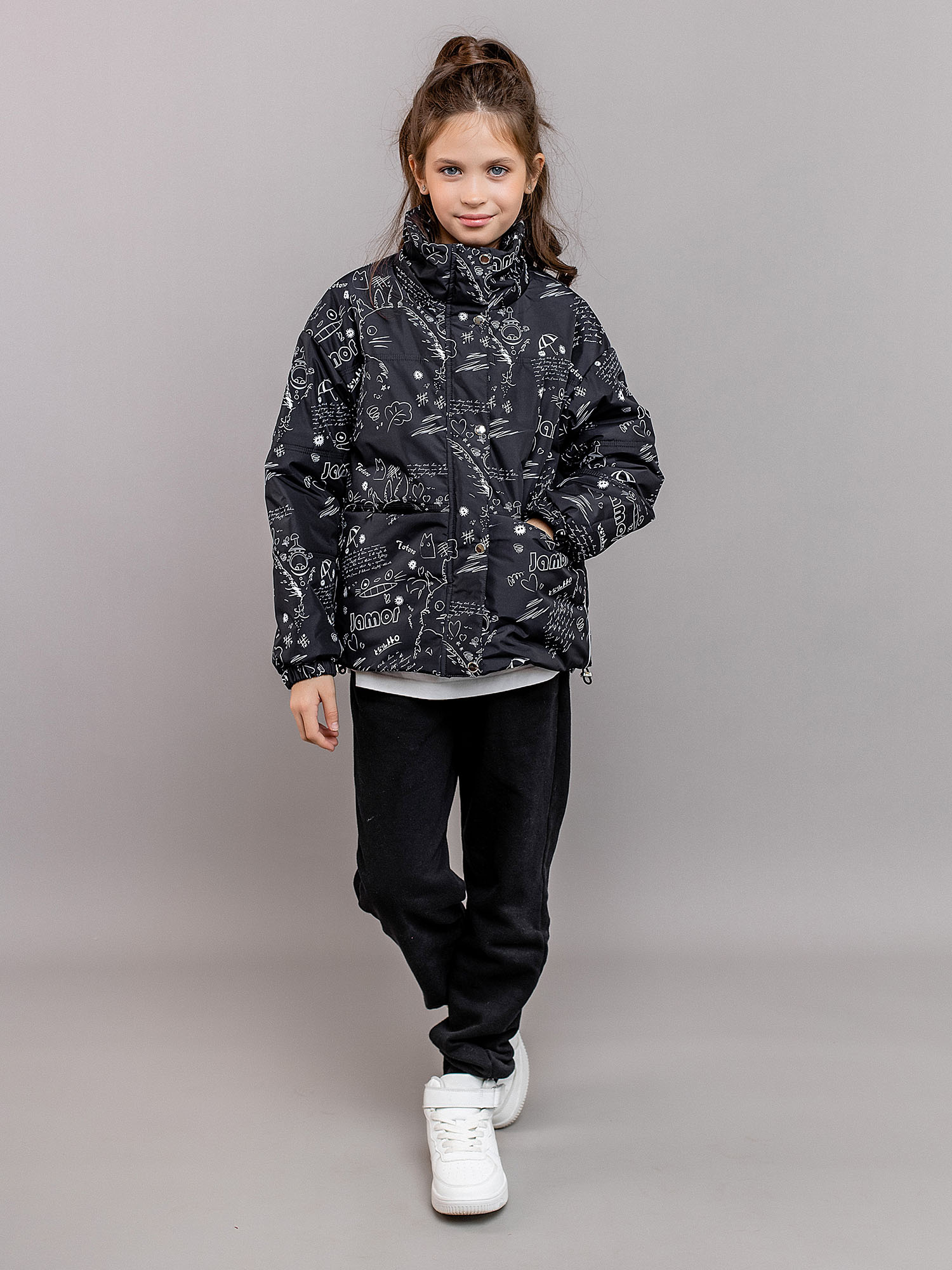 Куртка детская Batik Сабина, черно-белый, 152